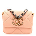 Lambskin Quilted Chanel 19 Flap Belt Bag Light Orange