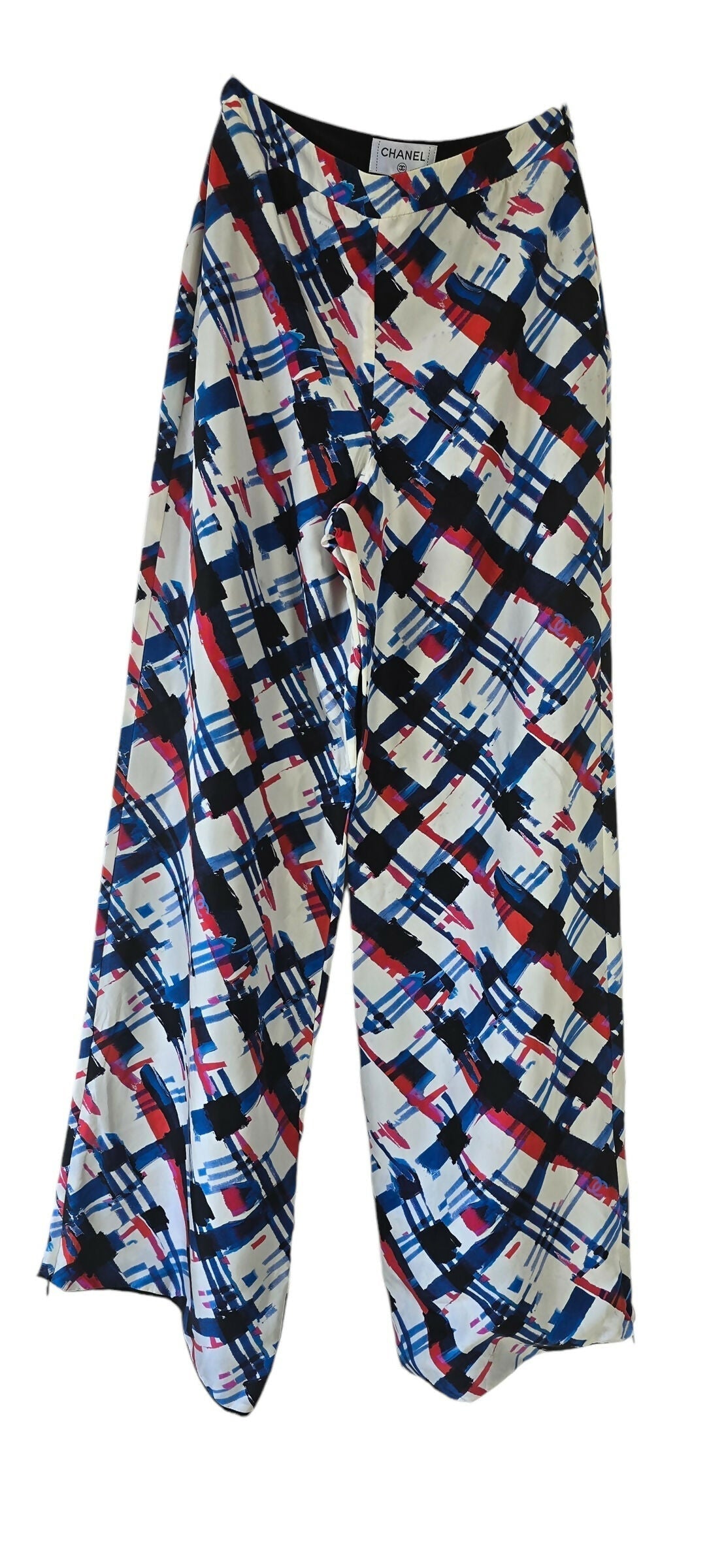 Rare Chanel 16P Runway Wide Leg Silk Trouser Pants FR 36