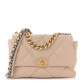 Lambskin Quilted Large Chanel 19 Flap Dark Beige