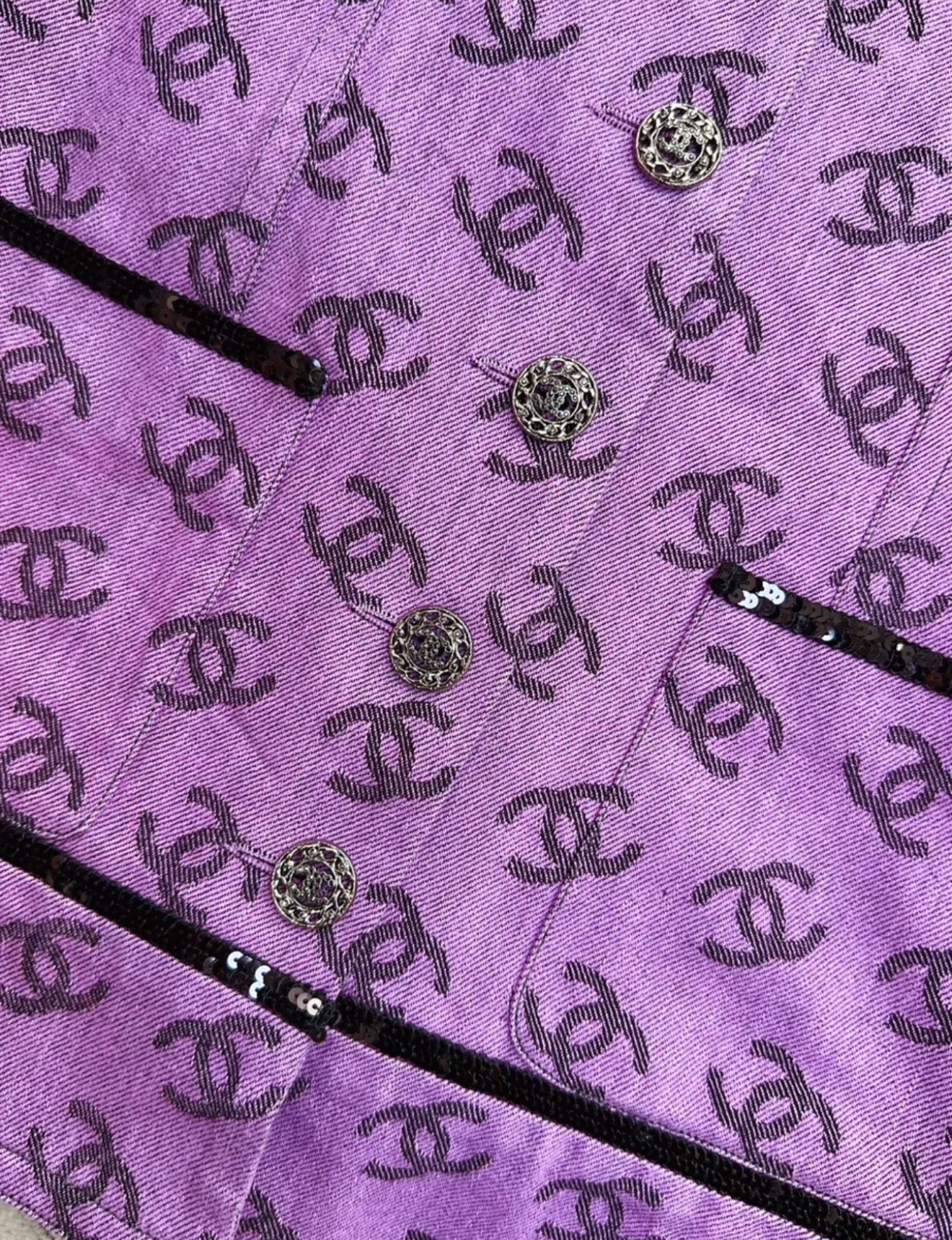 Chanel 22SS purple & black denim dress