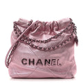 Metallic Lambskin Lacquered Monochrome Quilted Mini Chanel 22 Pink