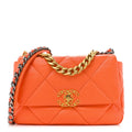 Lambskin Quilted Medium Chanel 19 Flap Orange