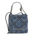 Denim Stitched Quilted Mini Chanel 22 Blue