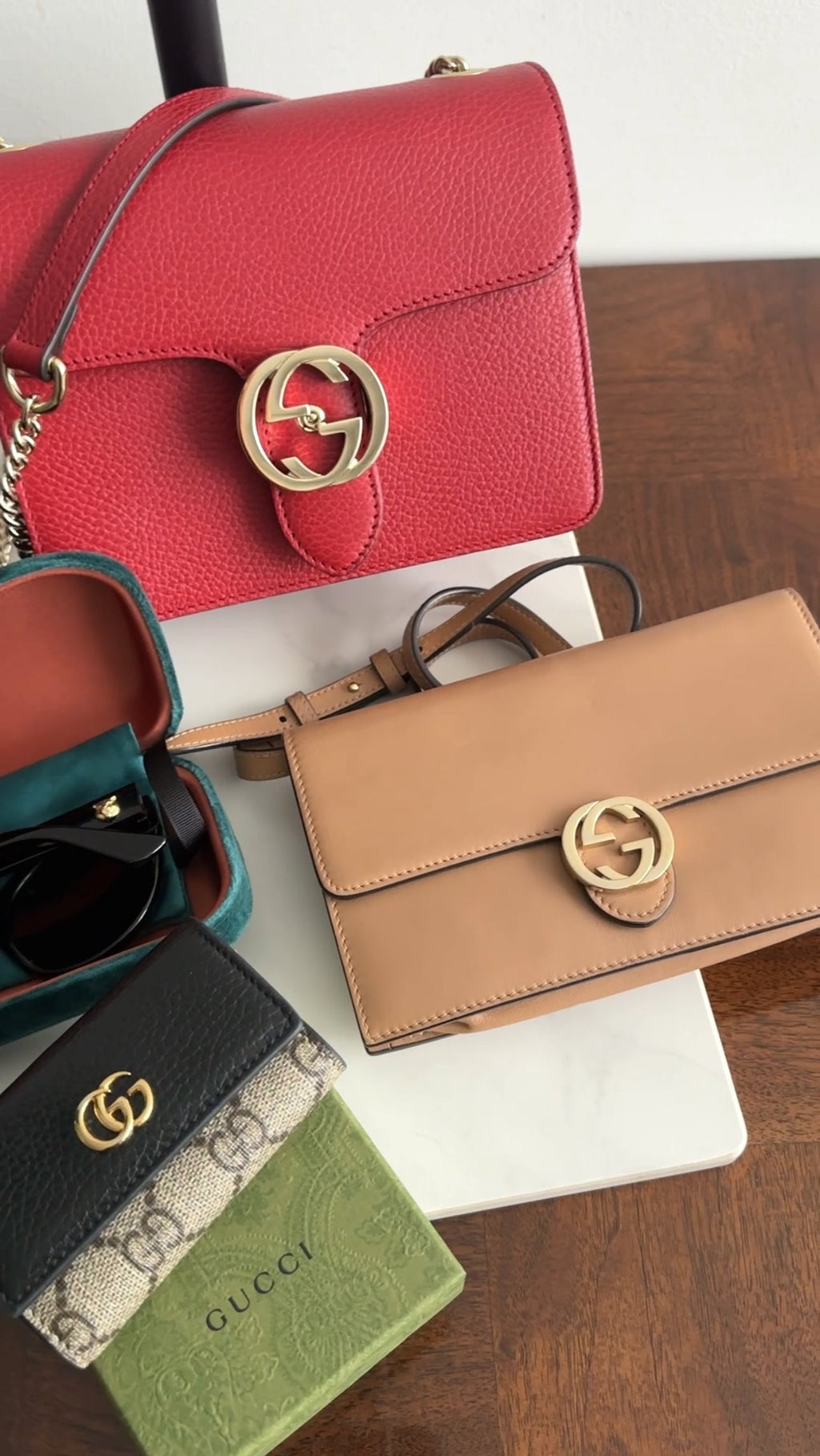 Gucci Beige Interlocking GG Crossbody Wallet on Strap