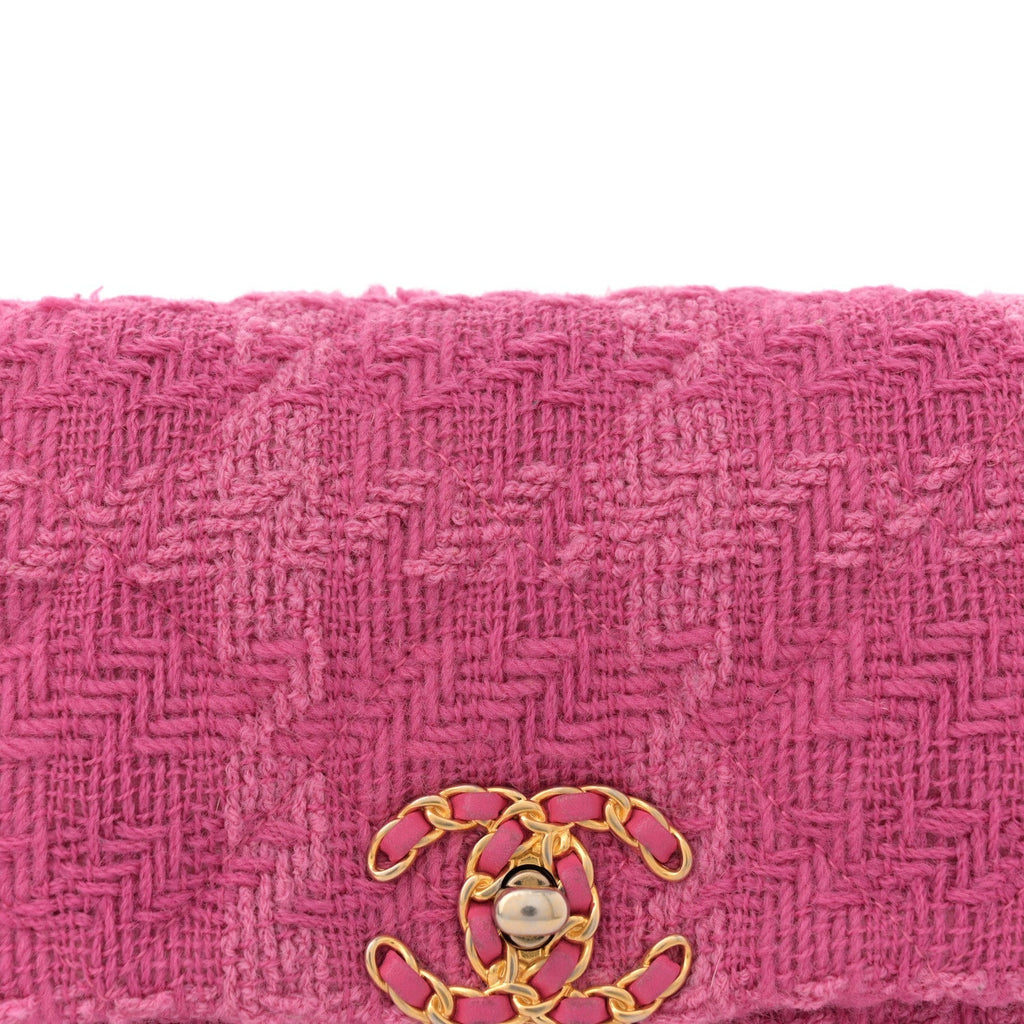 Tweed Quilted Chanel 19 Waist Bag Pink