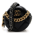 Lambskin Quilted Chanel 19 Round Clutch With Chain Black