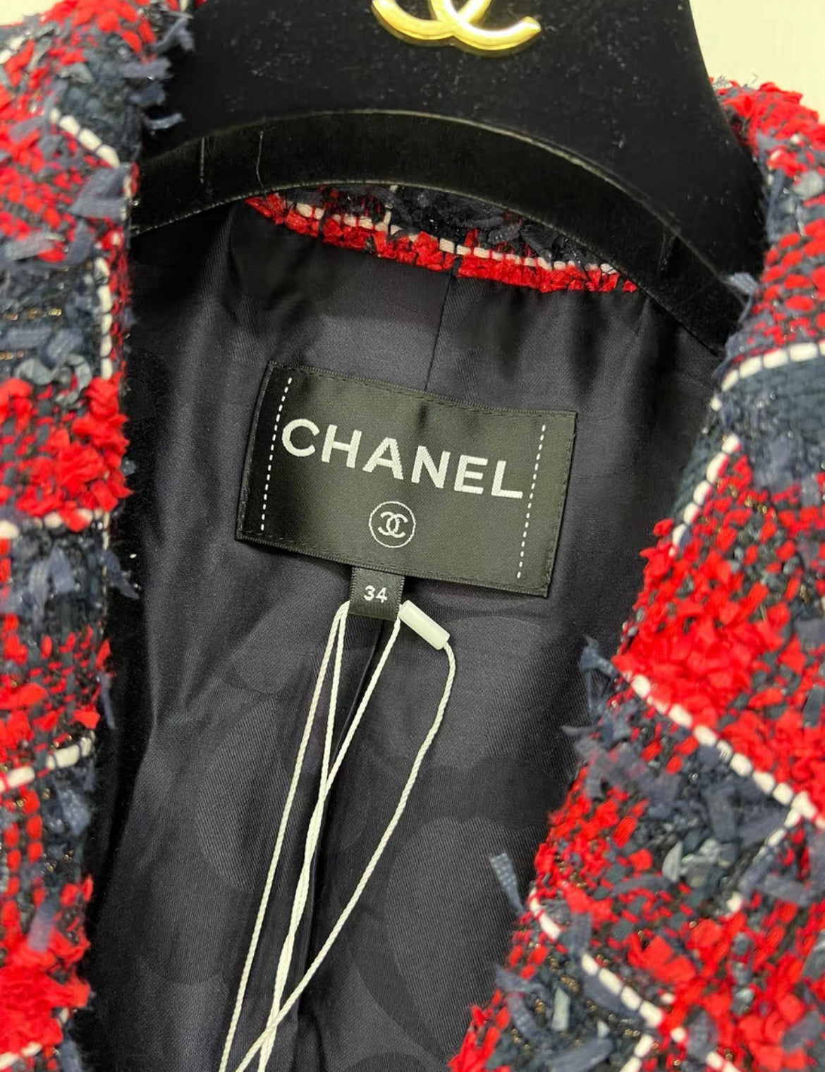 Chanel 24S red tweed jacket brand new with tags size 36