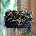 CHANEL Double Flap Classic Chained Lambskin Timeless Shoulder Bag