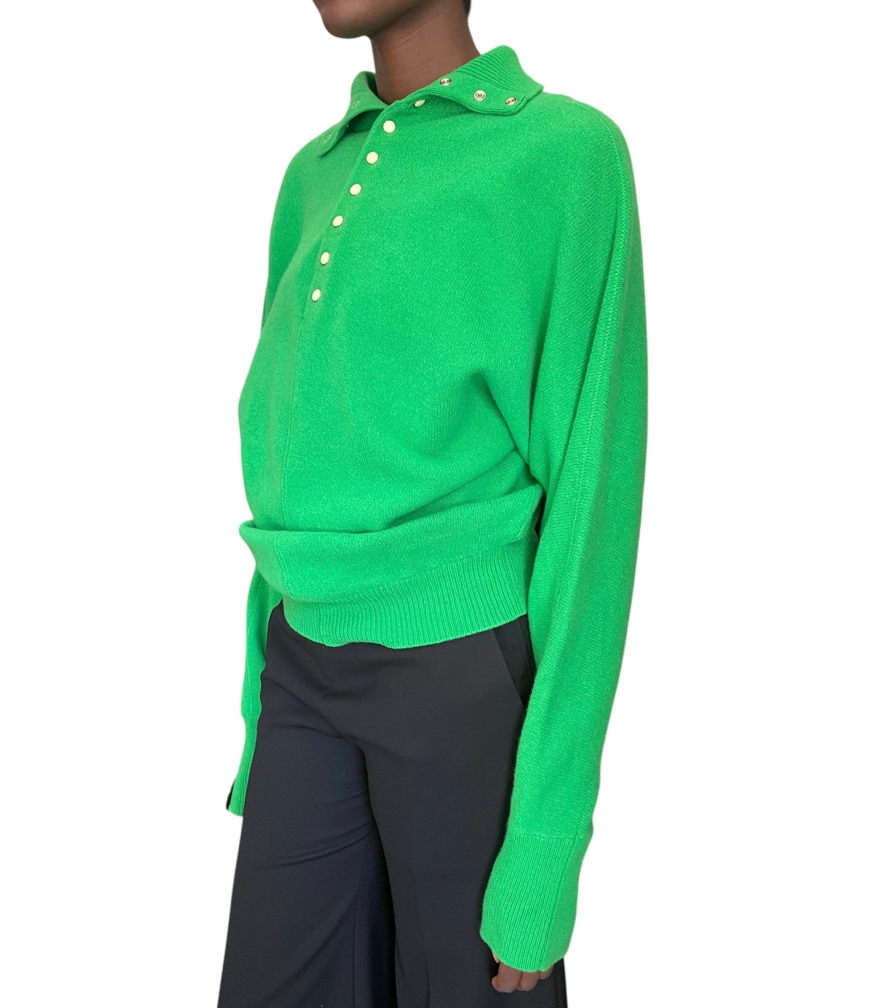 Louis Vuitton Green 1/4 Knit Wool Blend Sweater - M
