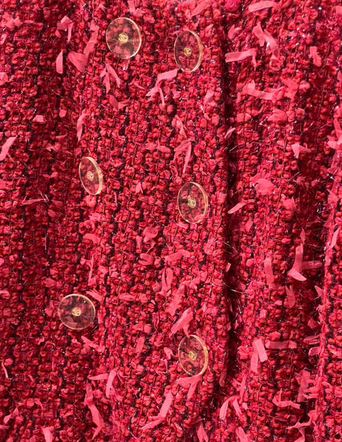 Chanel 17A Fantasy Tweed jacket Raspberry/Red/Plum size 40 brand new with tag