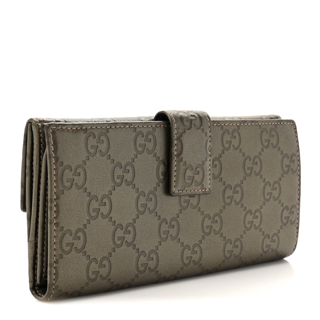 Guccissima Margaux Calfskin Metal Bar Continental Flap Wallet Sasso