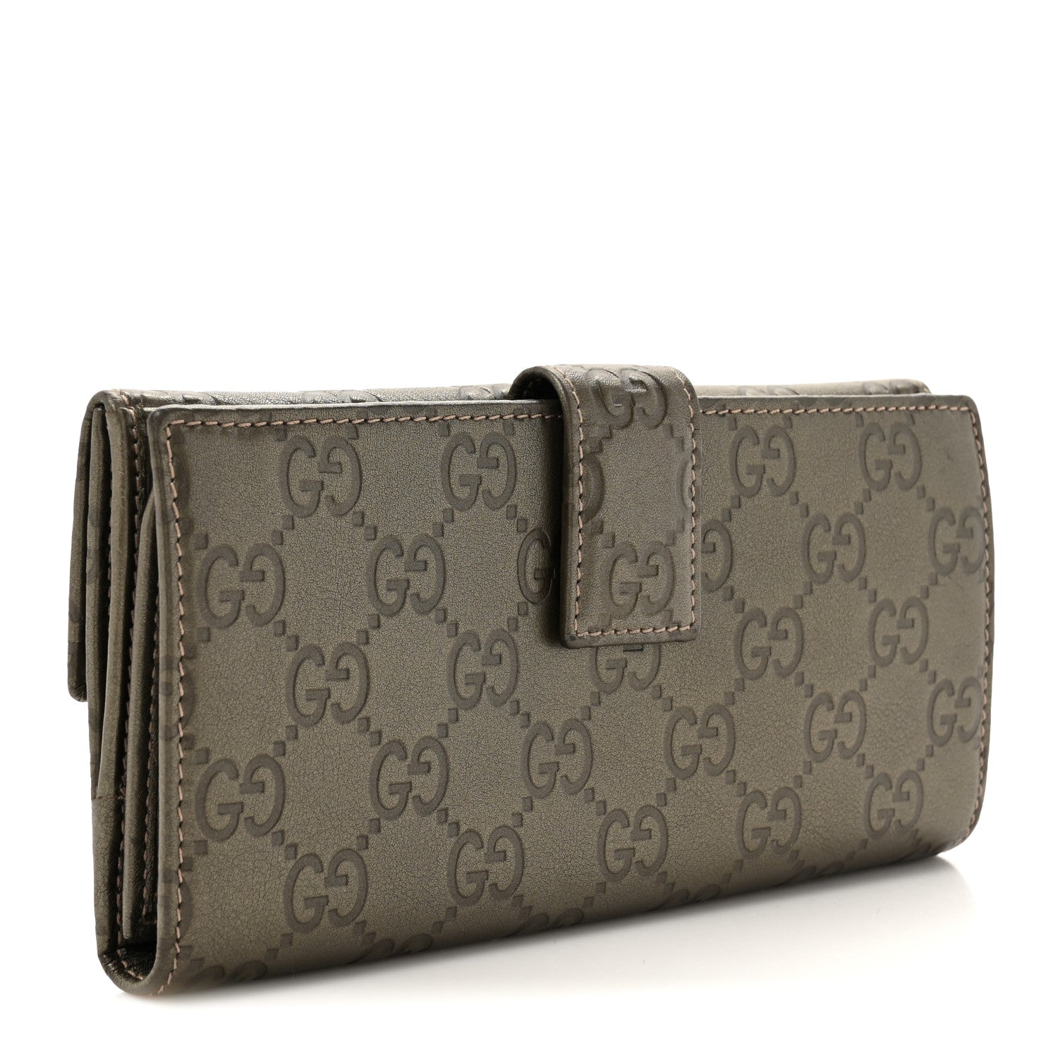 Guccissima Margaux Calfskin Metal Bar Continental Flap Wallet Sasso