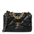 Lambskin Quilted Large Chanel 19 Flap Black