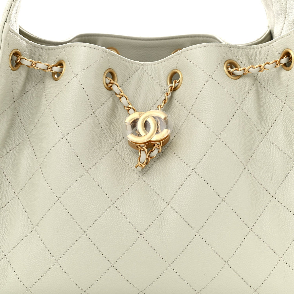 Caviar Quilted Small Chanel 25 Handbag Light Grey