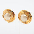 Chanel Gold Pearl Clip On Earrings Costume Jewellery