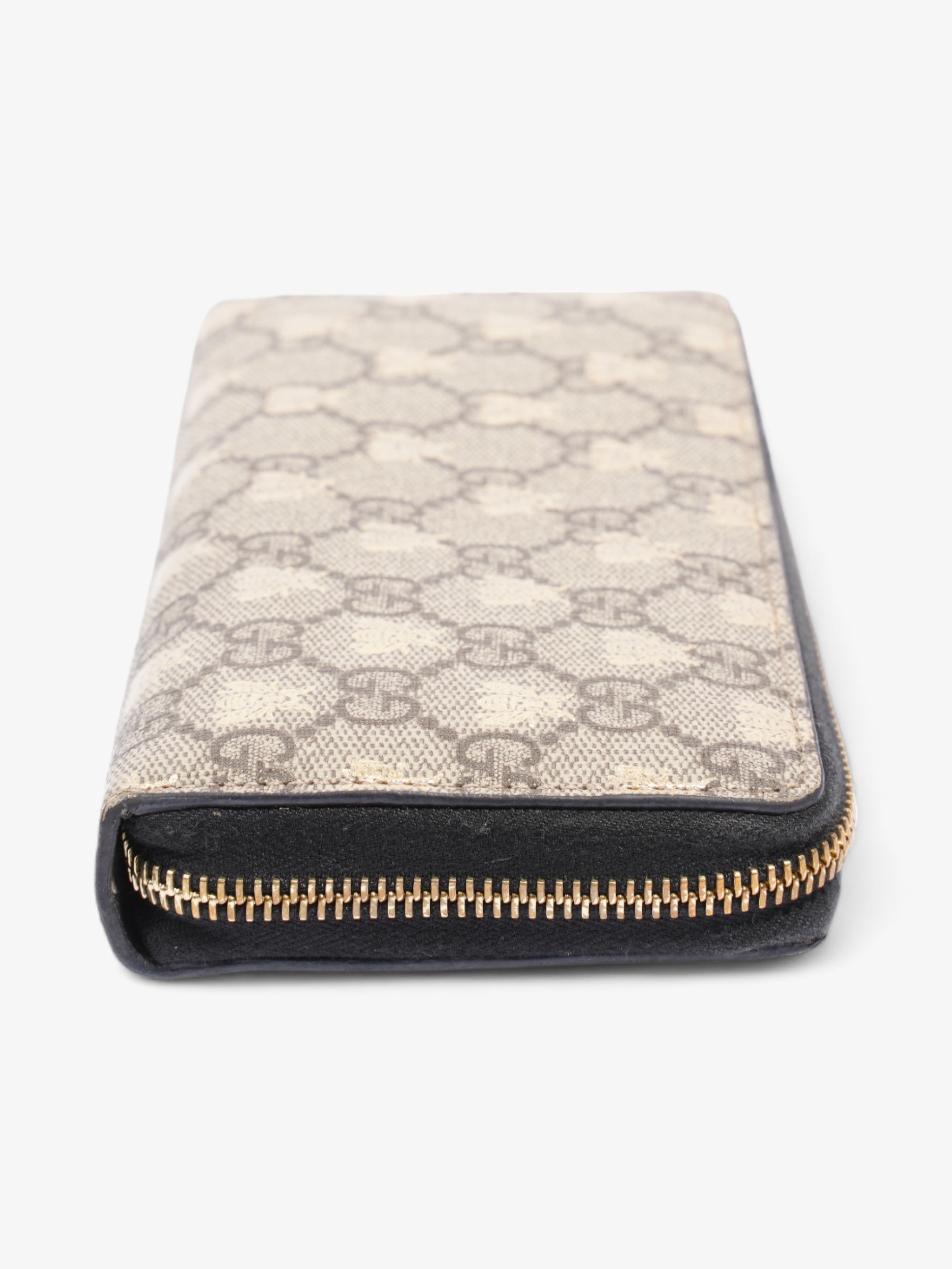 Gucci GG Supreme Zip Around Wallet Supreme / Gold Coated Canvas