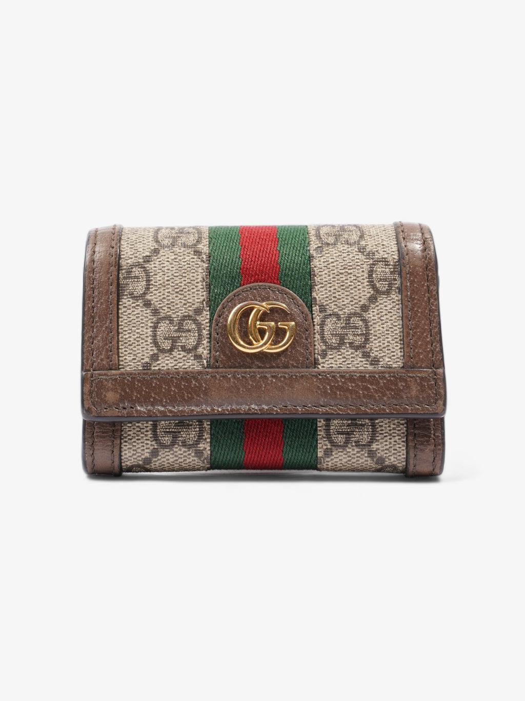 Gucci Ophidia GG French Flap Wallet GG Supreme / Red / Green Coated Canvas