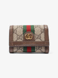 Gucci Ophidia GG French Flap Wallet GG Supreme / Red / Green Coated Canvas