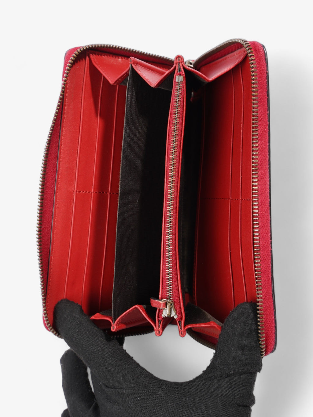 Gucci Zip Around Cherry Wallet Beige And Ebony GG Supreme / Red Coated Canvas