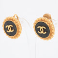 Chanel Coco Logo Gold Black Clip On Earrings Costume Jewellery