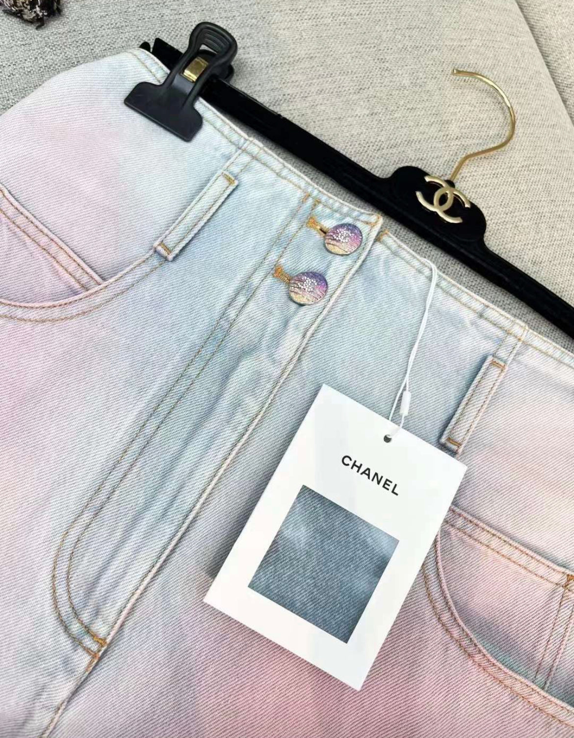 Chanel 24C ombre denim shorts size 36 brand new with tags