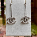 CHANEL CC Drop Baguette Crystal Earrings