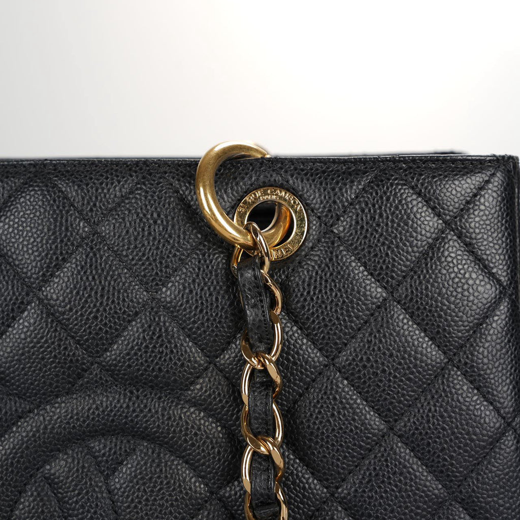 Chanel Black Grand Shopping Tote GST Bag in Caviar Leather with Gold Hardware