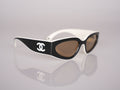 Chanel Cat Eye Sunglasses with CC Logo Black and White