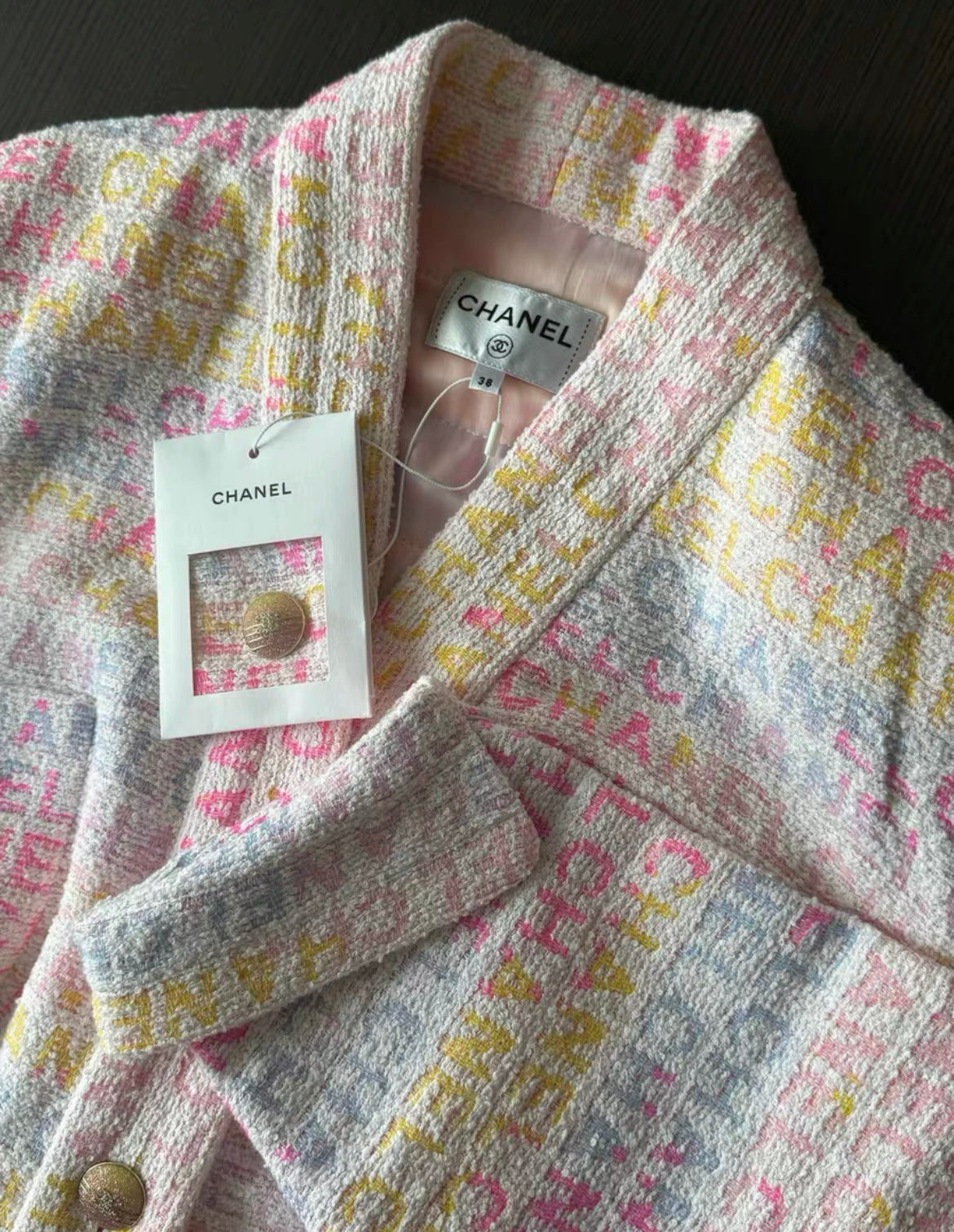 CHANEL 24C LONG WOOL MUlTICOLORE COAT IGAN size 38FR