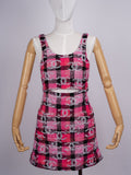Chanel Coco Beach Mini Dress Tweed Pink Black Size 38