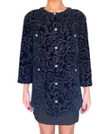 Chanel Black 2018 Shimmer Cotton Velour Camellia Jacket - 38 / US 4-6