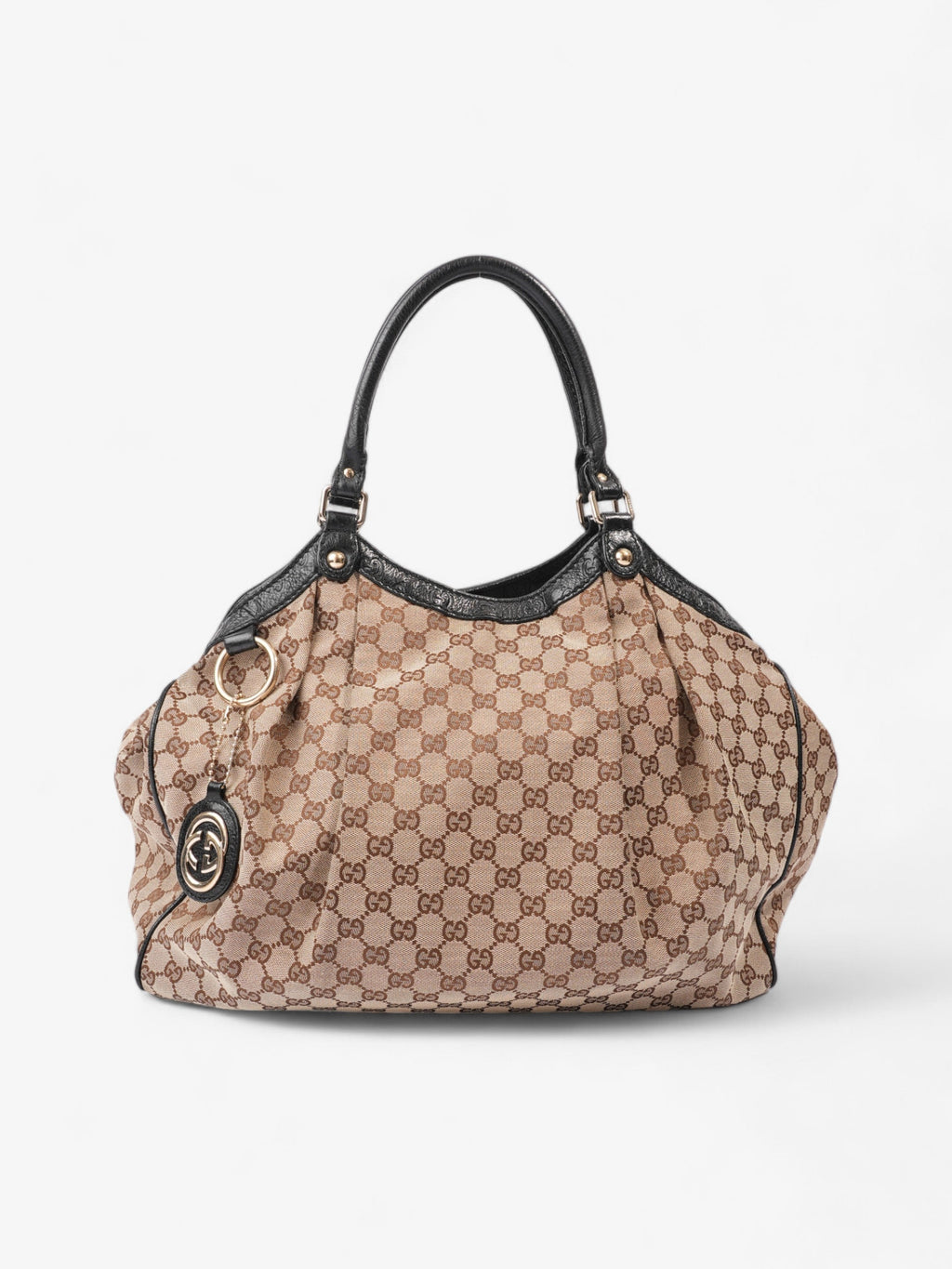 Gucci Sukey Large Beige And Ebony GG Supreme Canvas