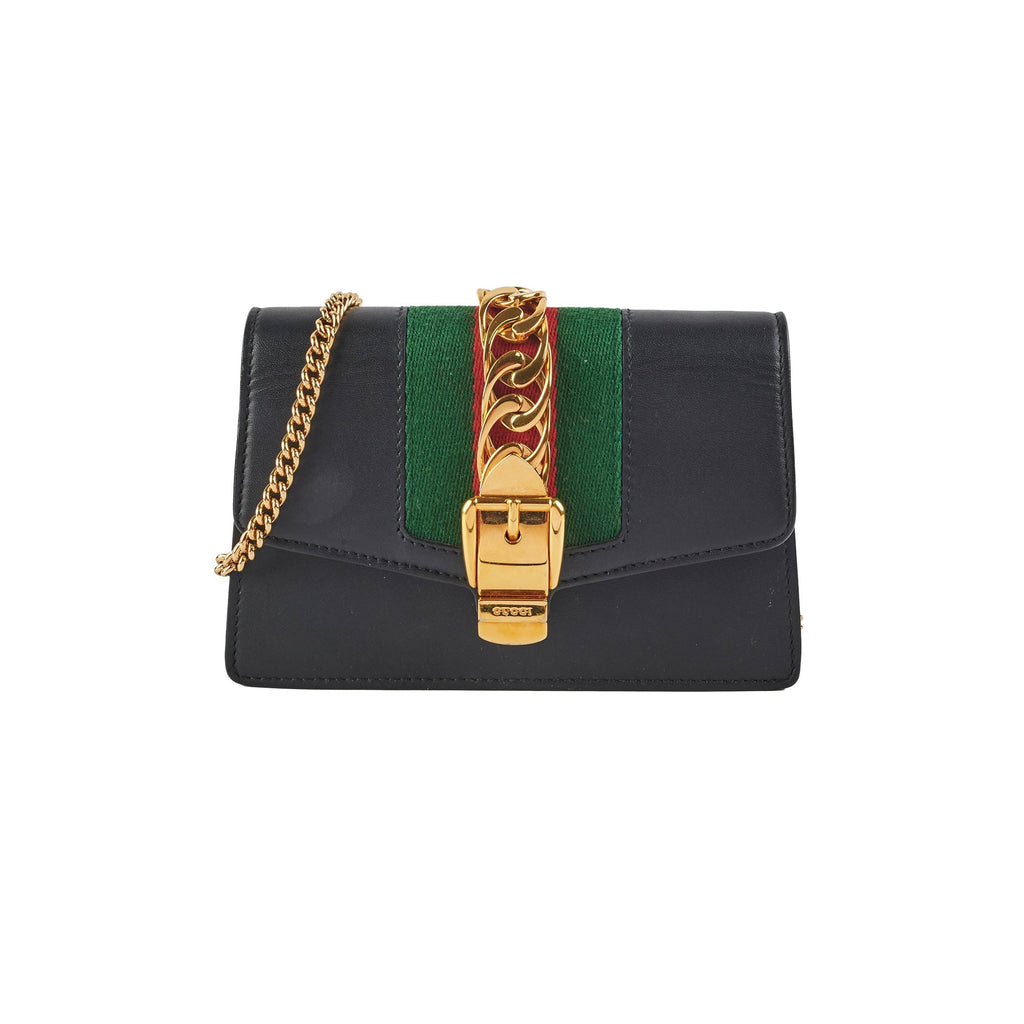 Gucci Supermini Sylvie Chain Bag Black