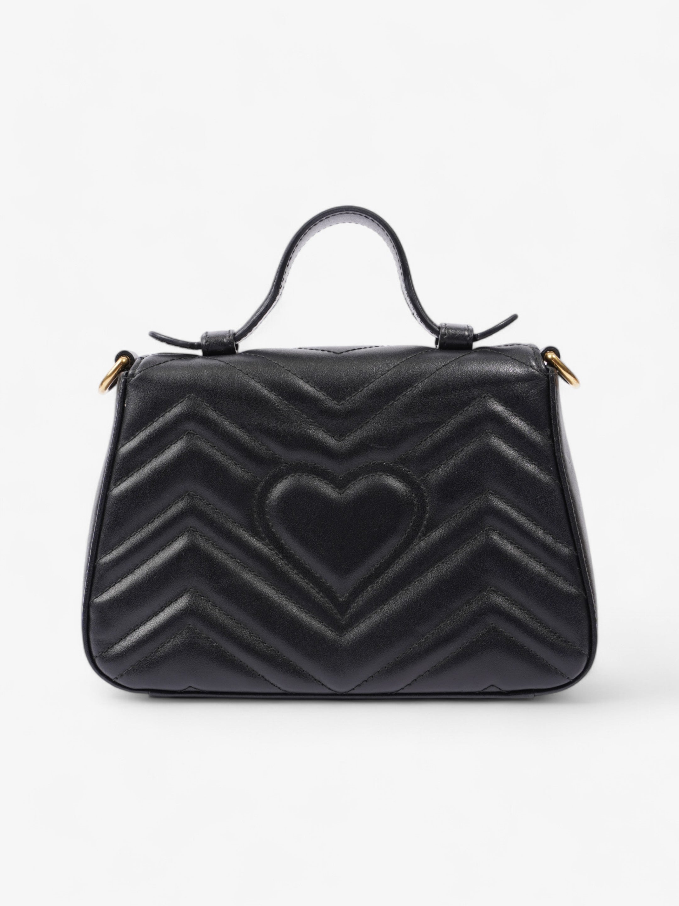 Gucci GG Marmont Top Handle Bag Black Matelasse Leather Mini