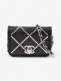 Chanel CC Flap  Holder on Chain Embellished Black / White Leather Mini