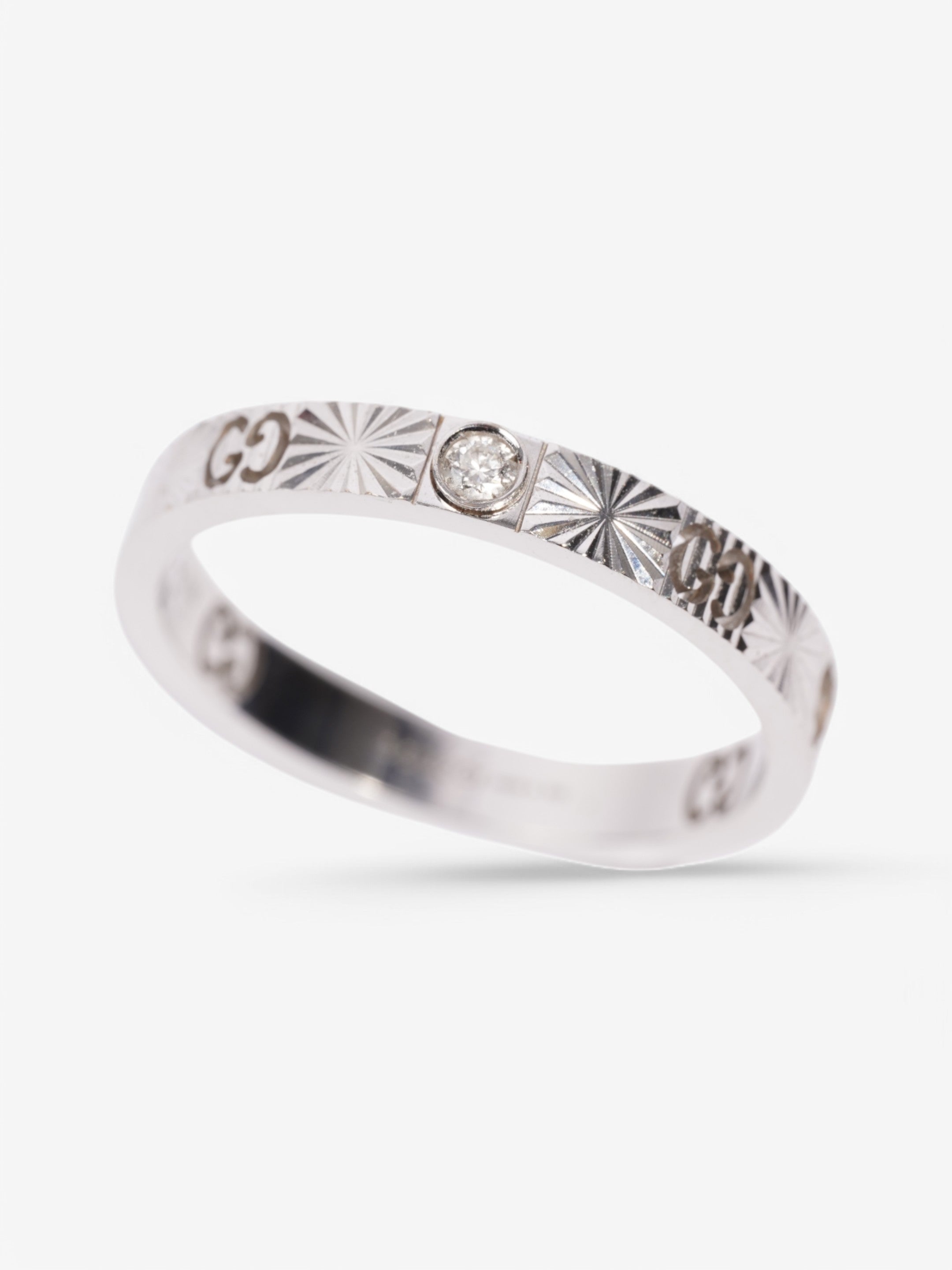 Gucci GG Cut Out Diamond Ring White Gold White Gold 18 (Circumference - 58mm)