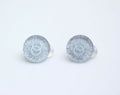 Chanel Vintage 00A Resin Light Blue Glitter Round Clip-on Earrings