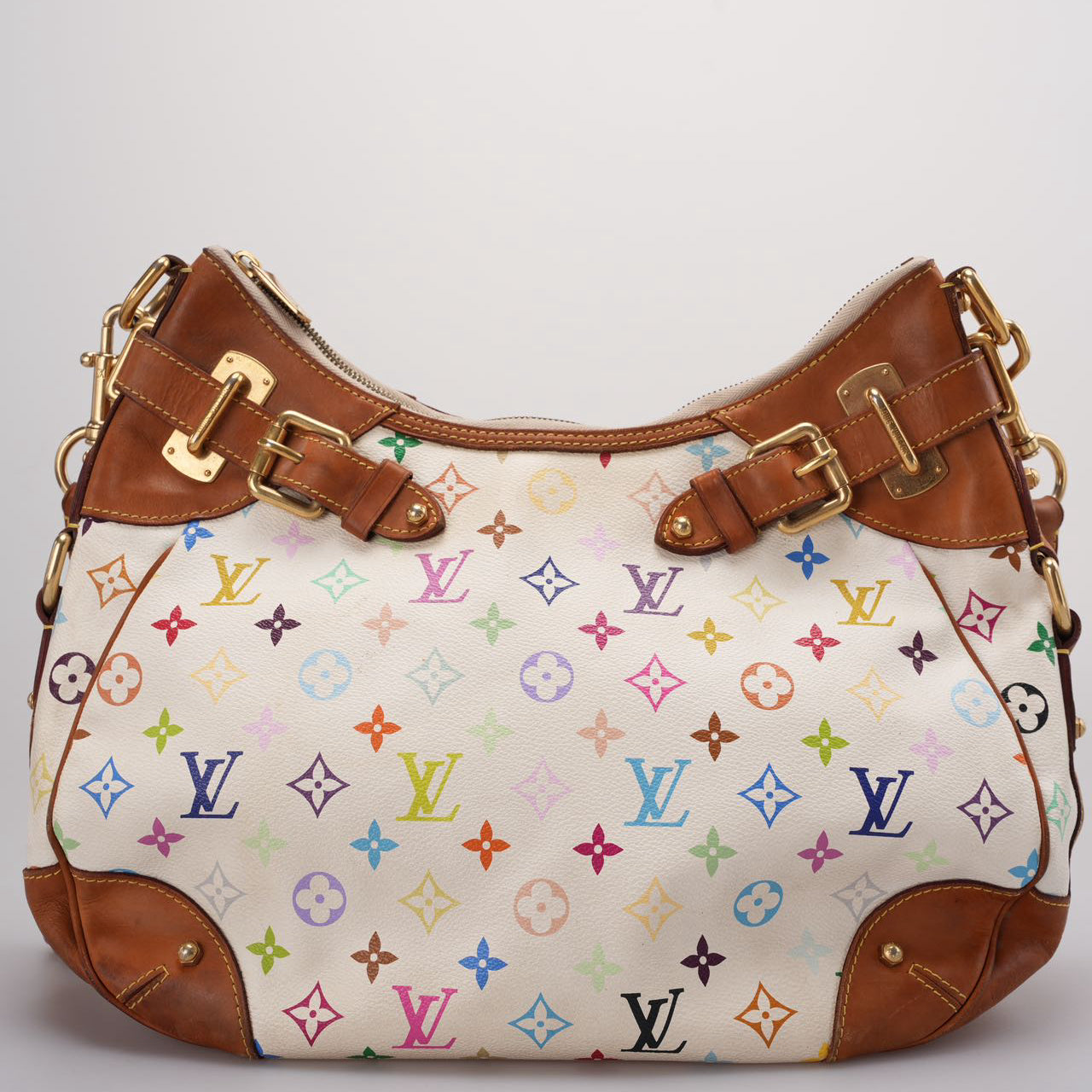 Louis Vuitton Vintage White Monogram Multicolor Greta Bag