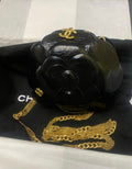 Chanel 23K Black Gold Camelia evening bag