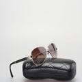 Chanel CC Aviator Sunglasses 4195-Q in Brown and Gold