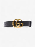 Gucci GG Marmont 2015 Re-Edition Wide Belt Black / Gold Leather 80cm / 32"