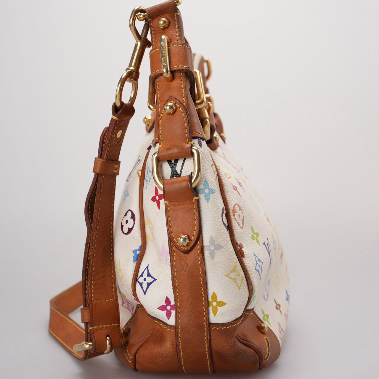 Louis Vuitton Vintage White Monogram Multicolor Greta Bag