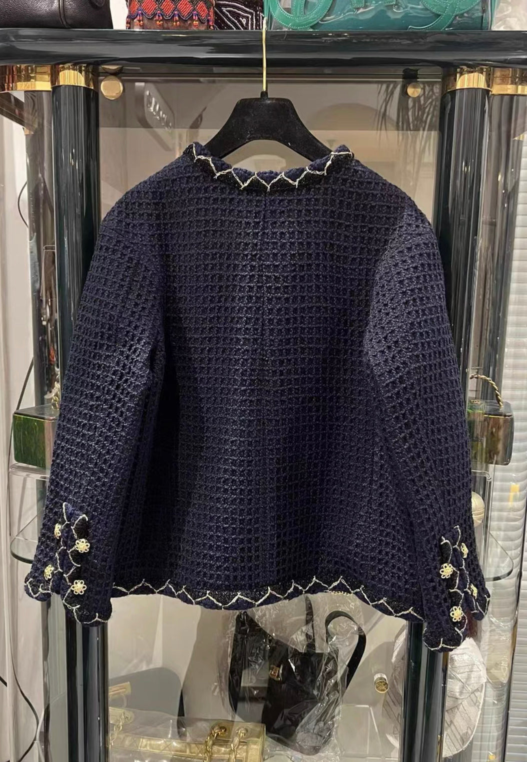 CHANEL 15A METIERS D'ART SALZBURG NAVY BLUE TWEED JACKET size 44 brand new with tags