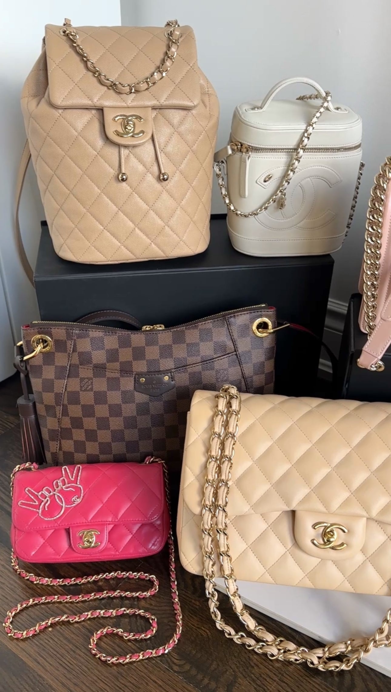 Chanel Pink V for Victory Mini Cherry Pink Crystal Classic Flap Bag