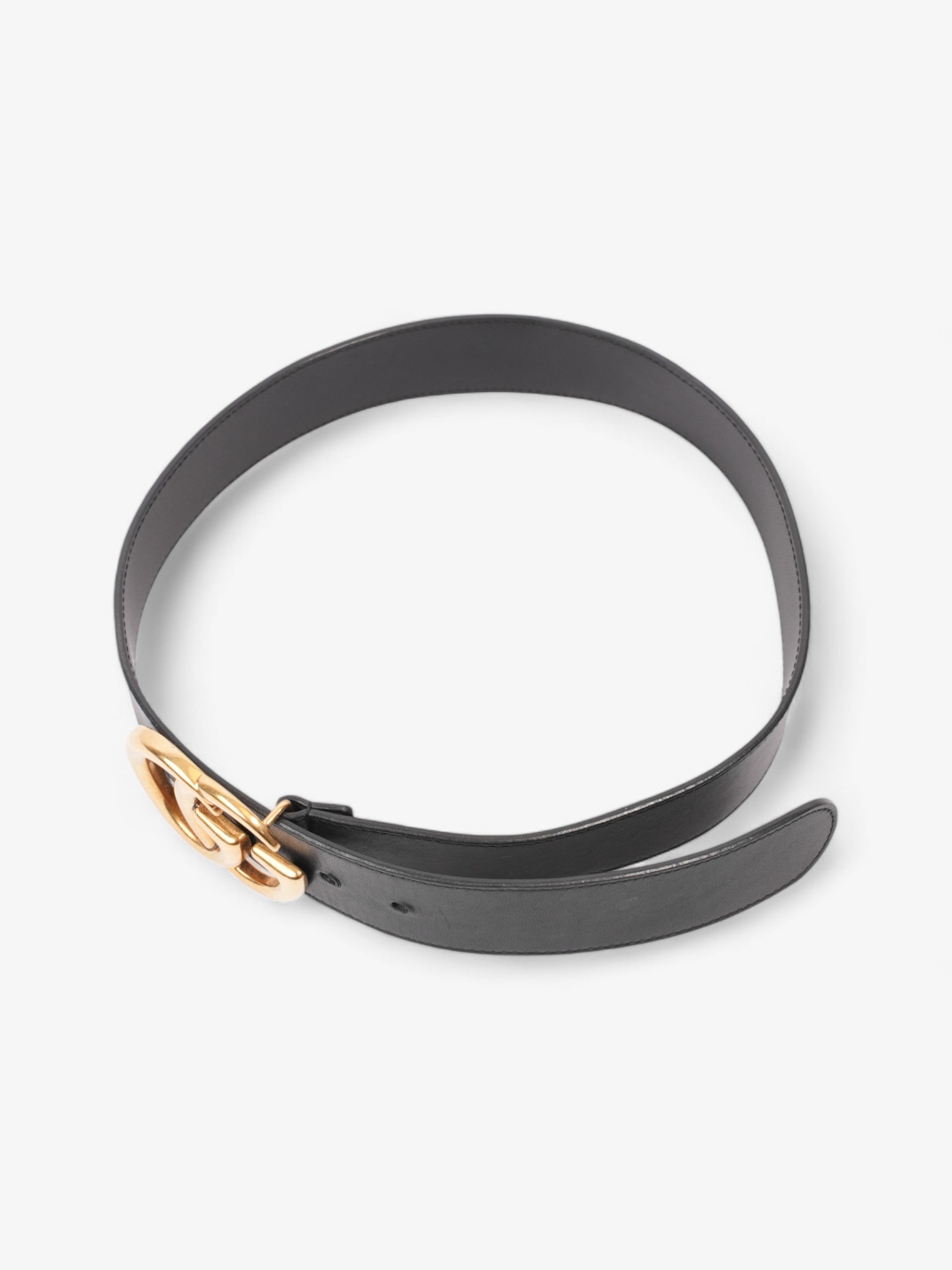 Gucci GG Marmont 2015 Re-Edition Wide Belt Black / Gold Leather 75cm / 30"
