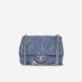 Chanel Denim Quilted Camellia Flap