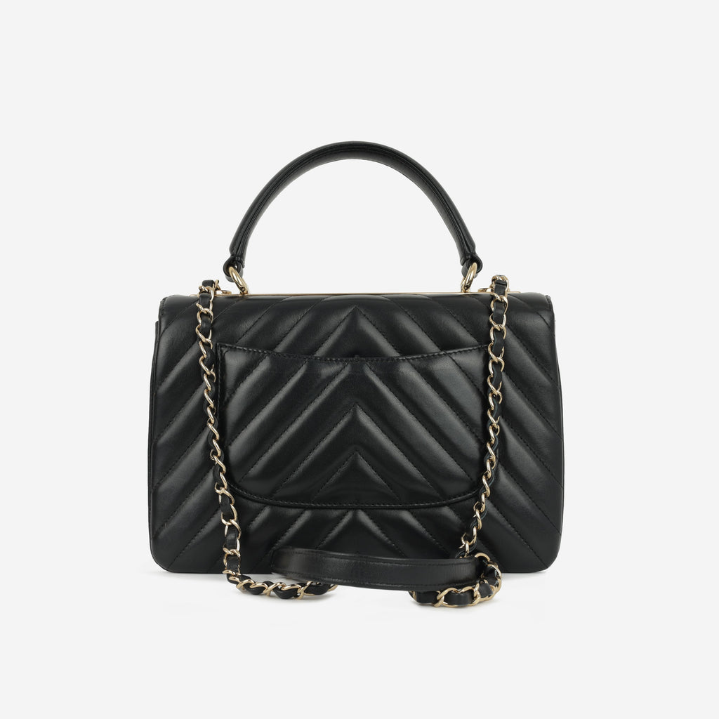 Chanel Small Trendy CC Flap Bag - Black Lambskin | Champagne Gold Hardware