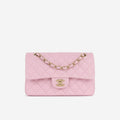Chanel Small Double Classic Flap - Rose Fonce Caviar | Champagne-Gold Hardware