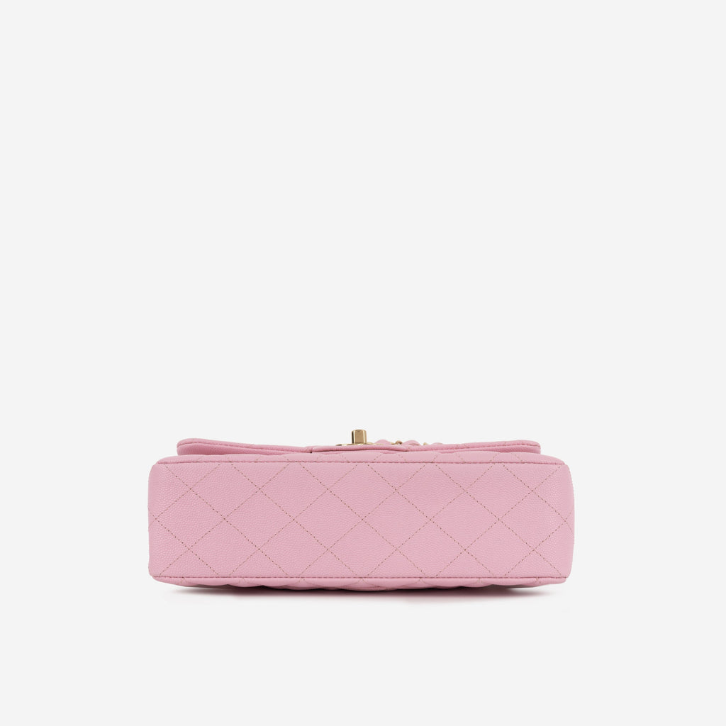 Chanel Small Double Classic Flap - Rose Fonce Caviar | Champagne-Gold Hardware