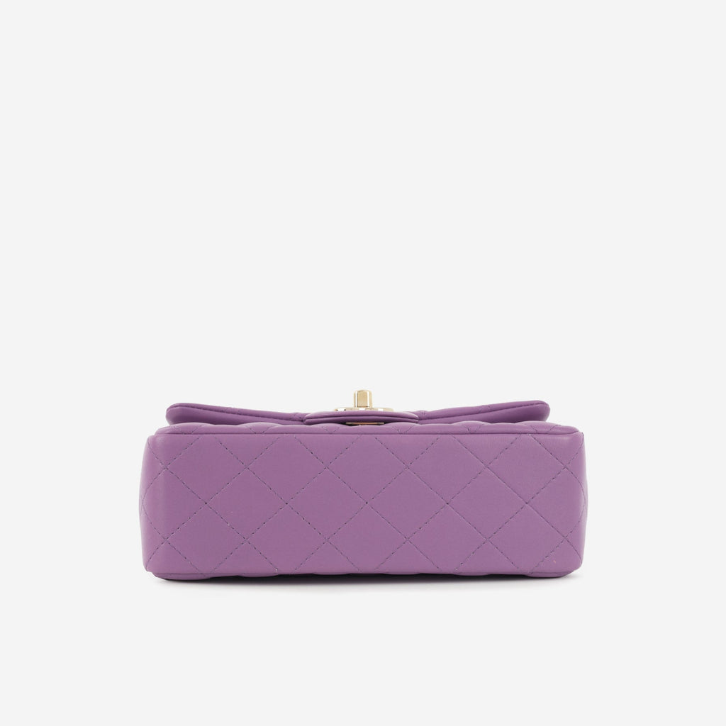 Chanel Mini Flap Rectangular - Purple Lambskin | Champagne Gold Hardware